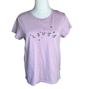 Levis Womens Size Large Graphic Tee TShirt Purple Short Sleeve Crewneck Cotton
